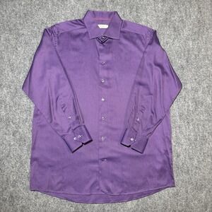 Eton Contemporary Dress Shirt Men 17 (43) XL Long Sleeve Solid Purple Button Up